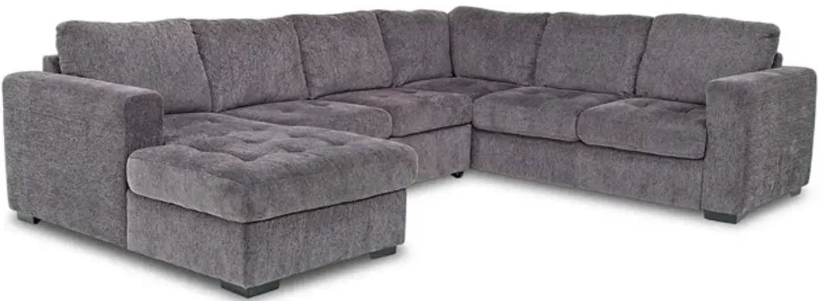 Claire Full Pullout Tux Chaise Sectional in Posh Smoke, Left Facing