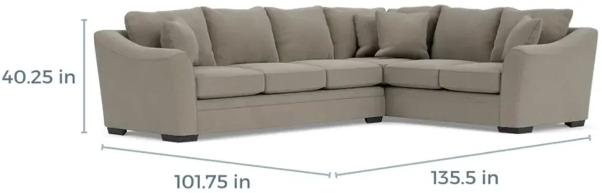 Brazil Tux Sofa Sectional in Dano Fossil, Left Facing, Gel