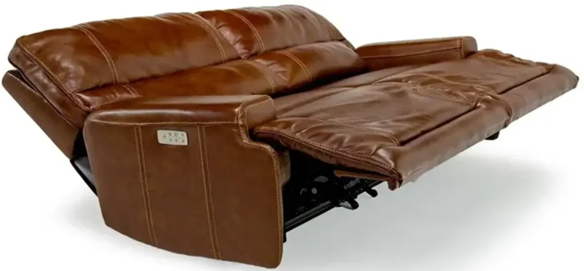 Oslo 3 Power Sofa & Console Loveseat in Brown Leather