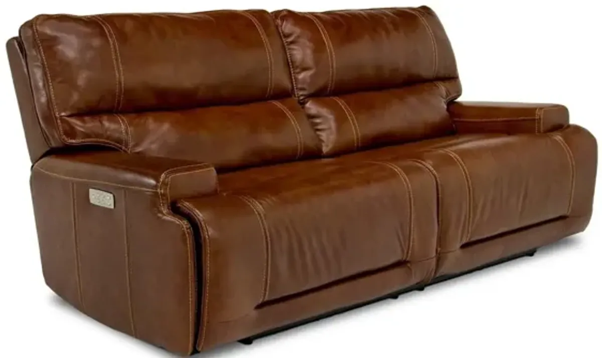 Oslo 3 Power Sofa & Console Loveseat in Brown Leather