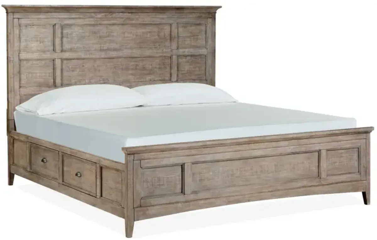 Bay Creek Panel Bed w/ Storage in Light Gray, Queen