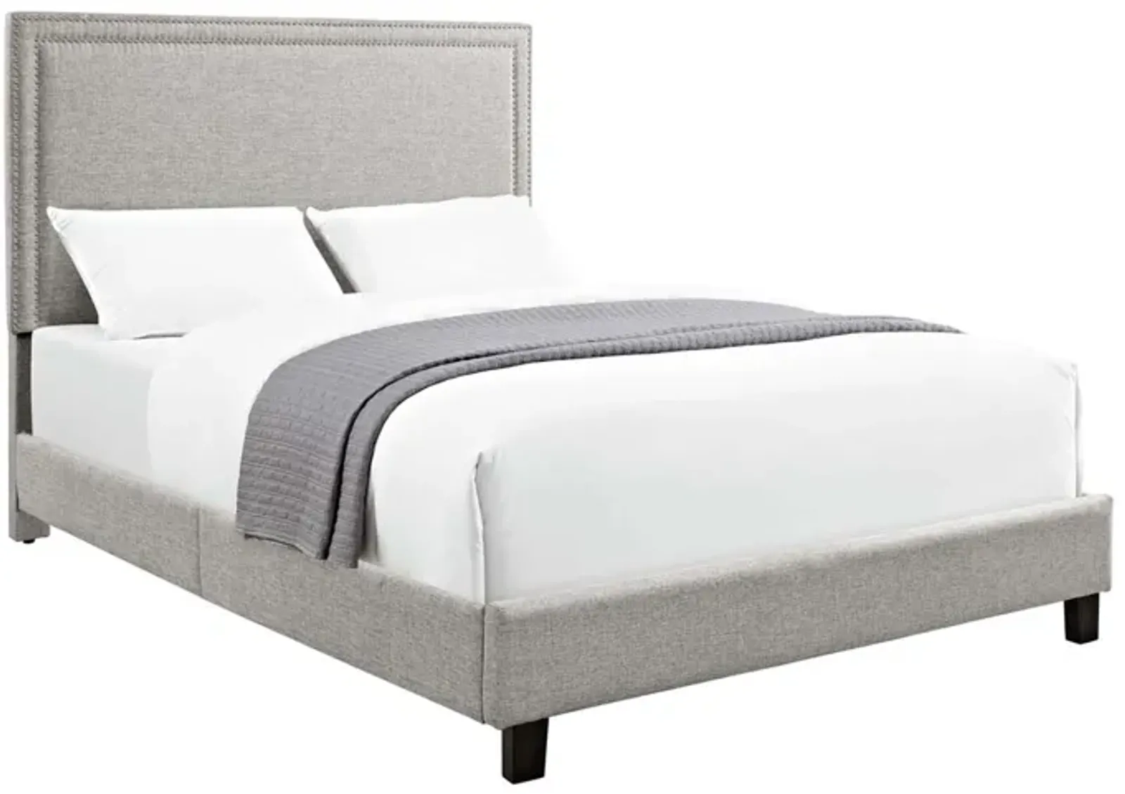 Emery Upholstered Bed in Gray, Queen