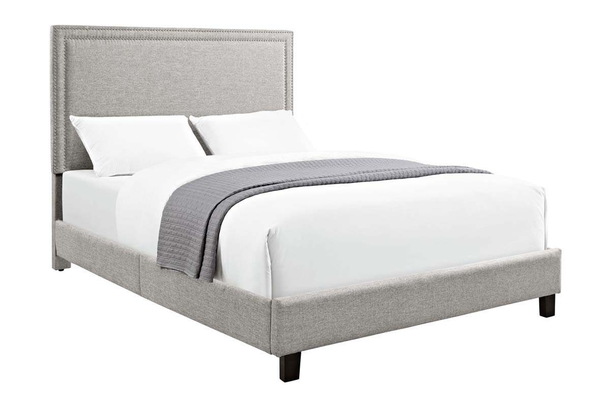 Emery Upholstered Bed in Gray, Queen