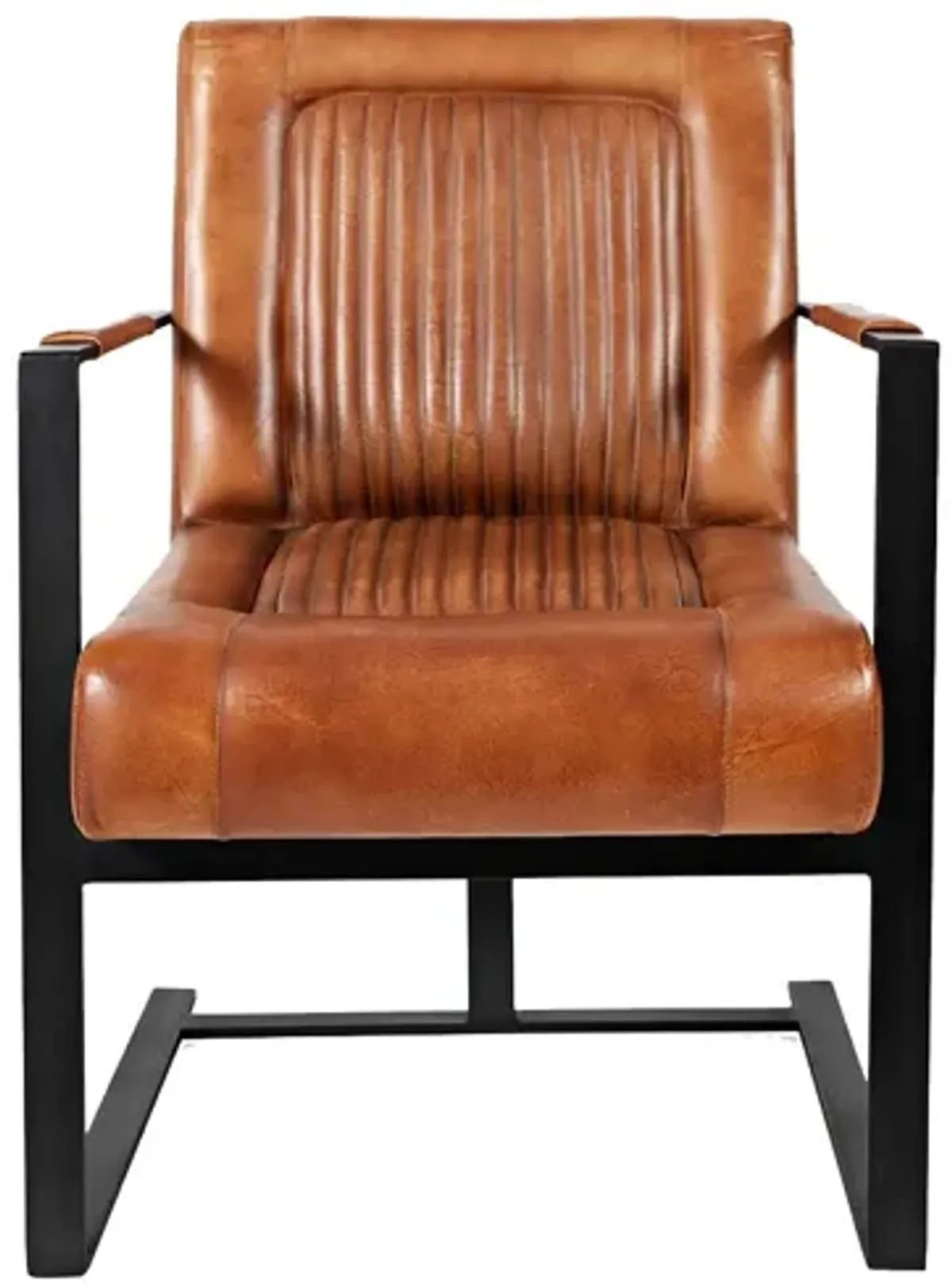 Maguire Accent Saddle Chair in Brown Leather