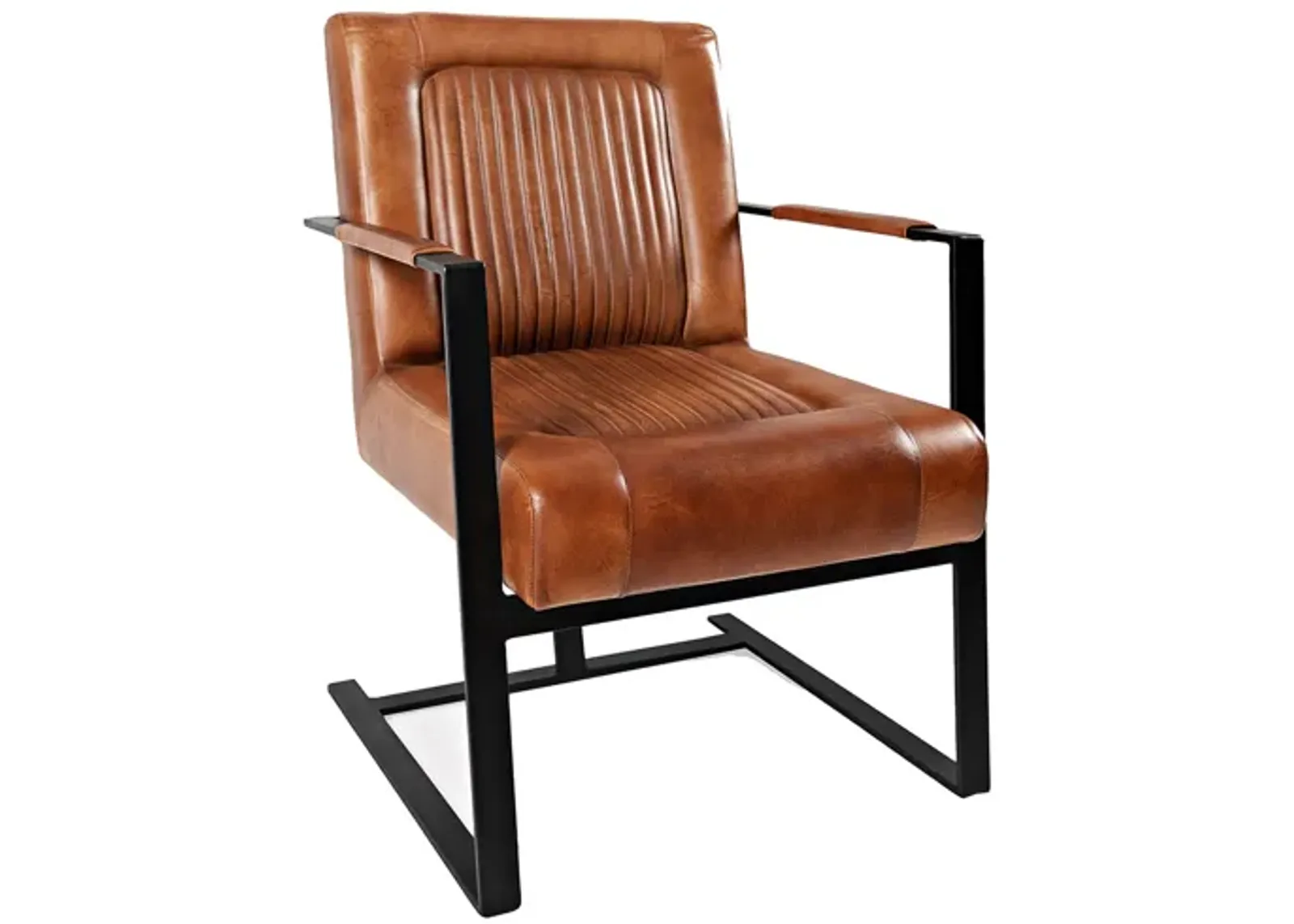 Maguire Accent Saddle Chair in Brown Leather