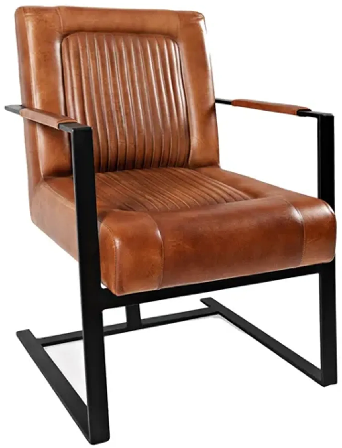 Maguire Accent Saddle Chair in Brown Leather