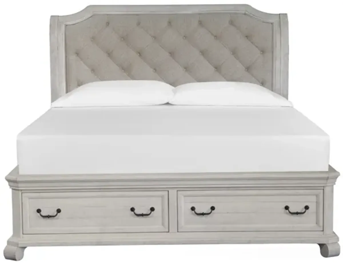 Bellamy Sleigh Bed, Dresser & Mirror in White, CA King