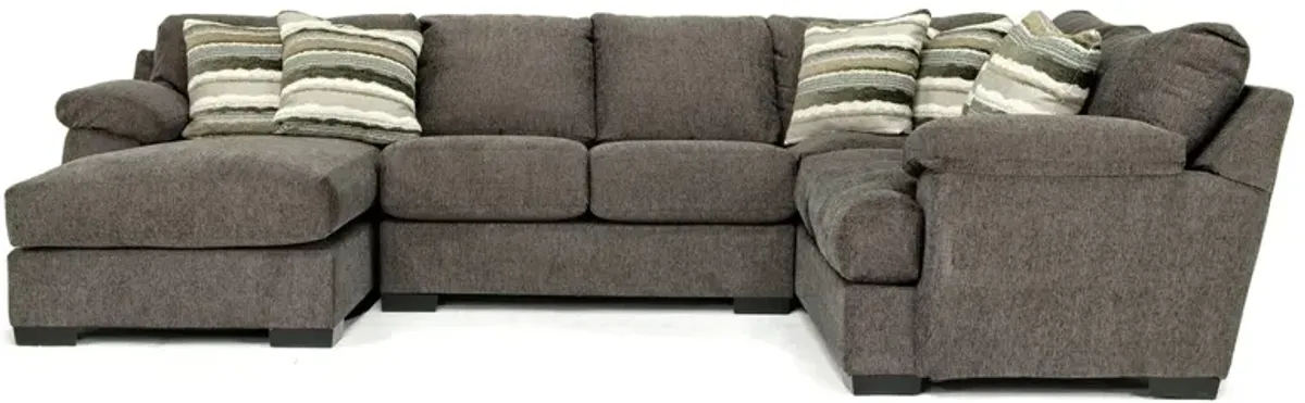 Bermuda Tux Loveseat Chaise Sectional in Victory Sterling, Left Facing