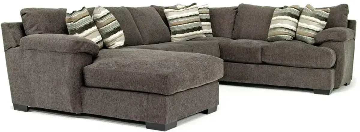 Bermuda Tux Loveseat Chaise Sectional II in Victory Sterling, Left Facing