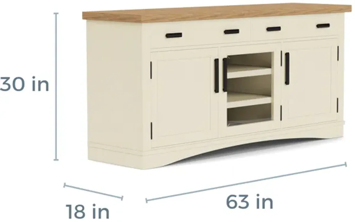 Americana Media Console in White, 63 Inch