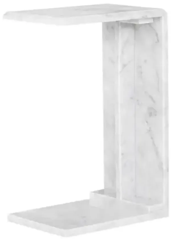 Bella Marble Accent C Table in White