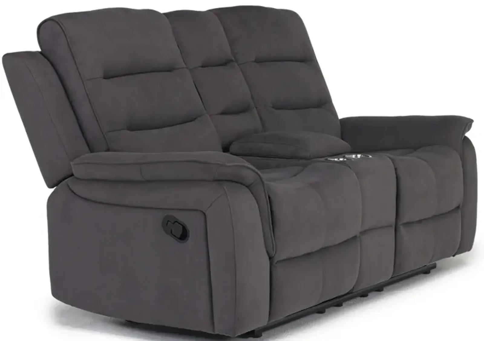 Chanell Reclining Console Loveseat in New Nappa Gray