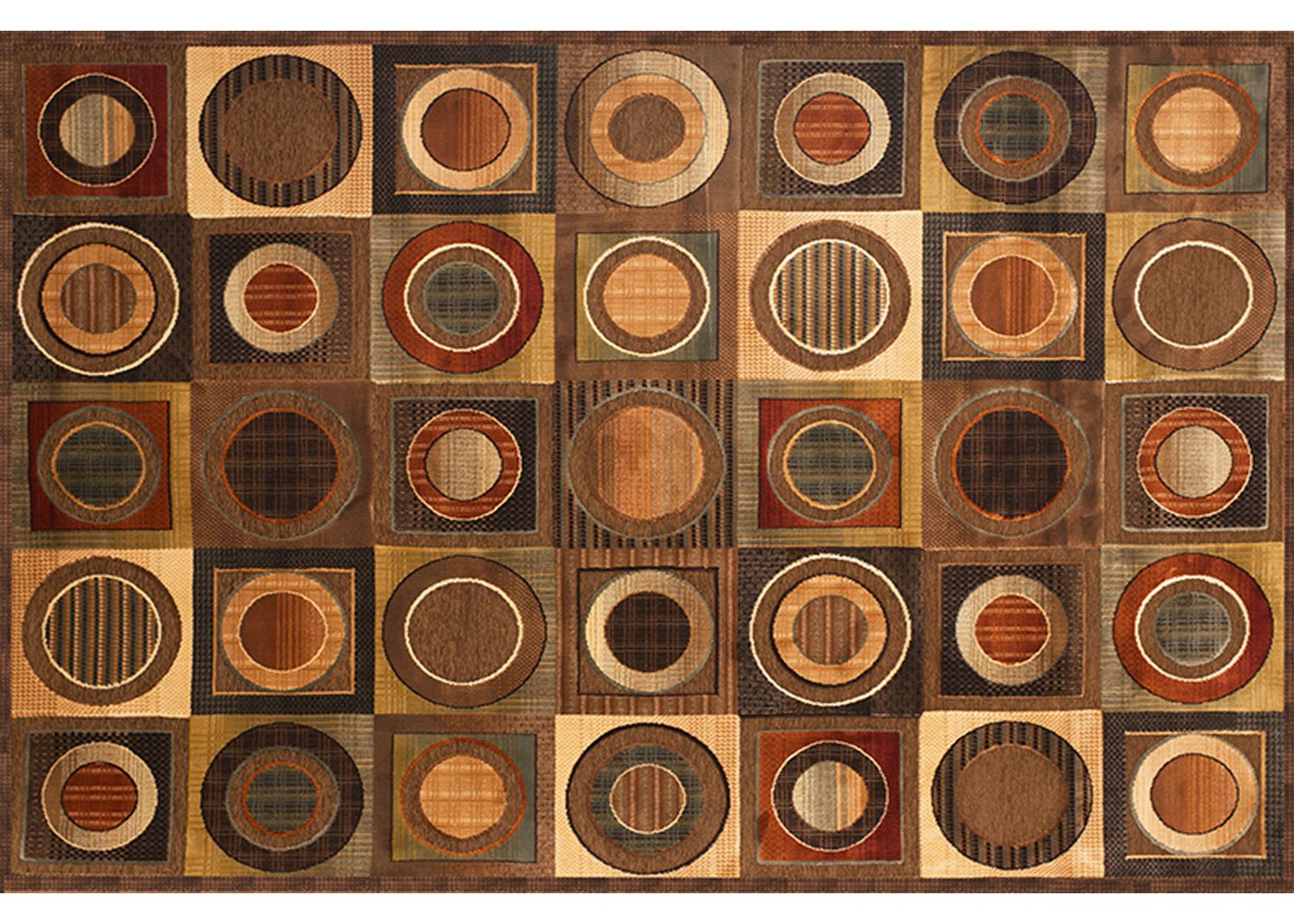 Napa Rug in Brown Circles, 5 x 8