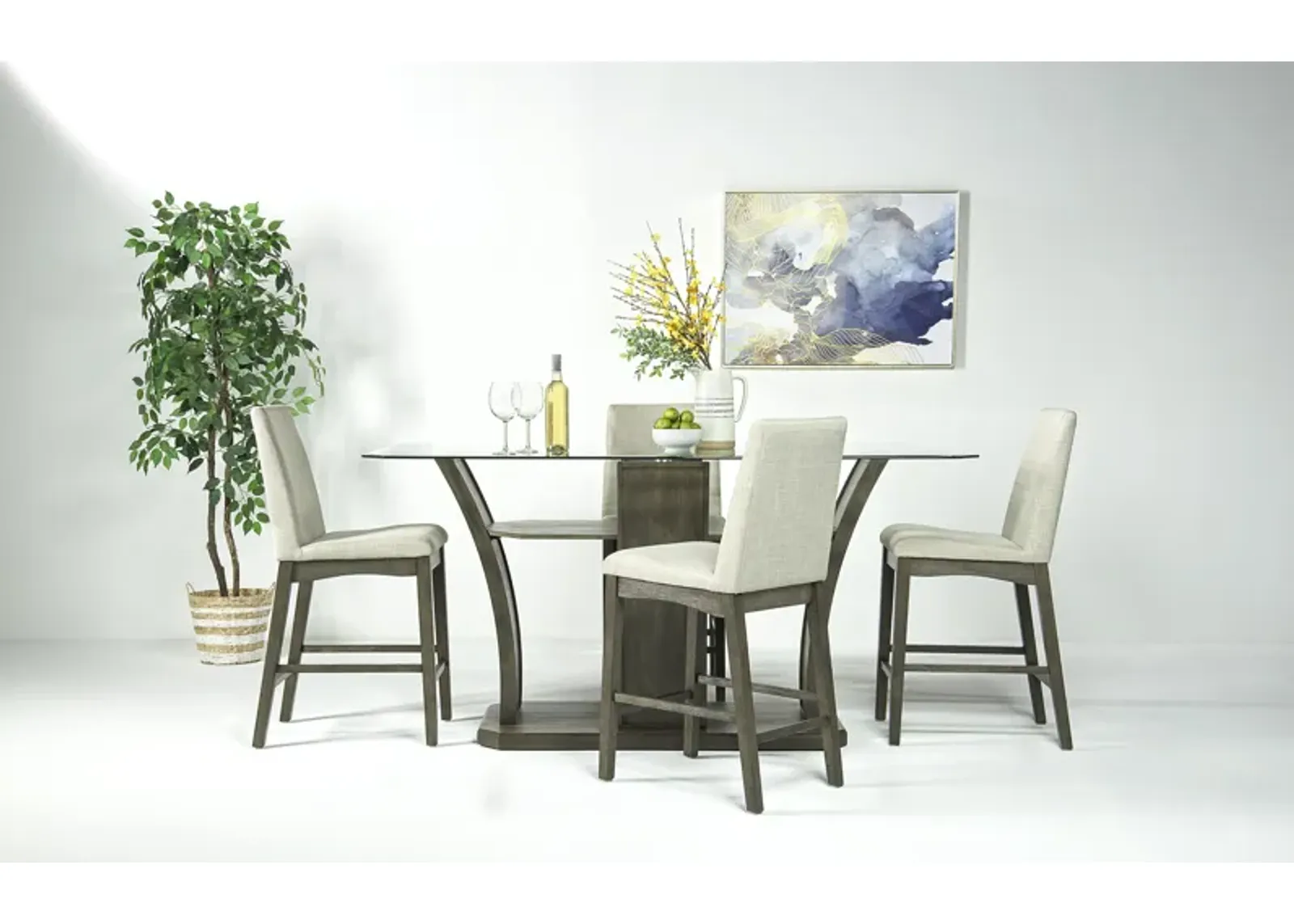 Dapper Counter Height Dining Table & 4 Stools in Gray