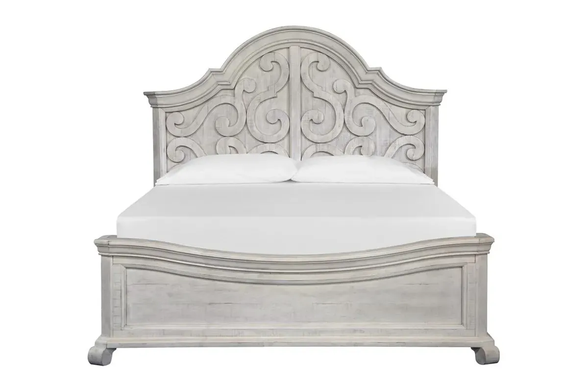 Bellamy Arch Panel Bed in White, Queen