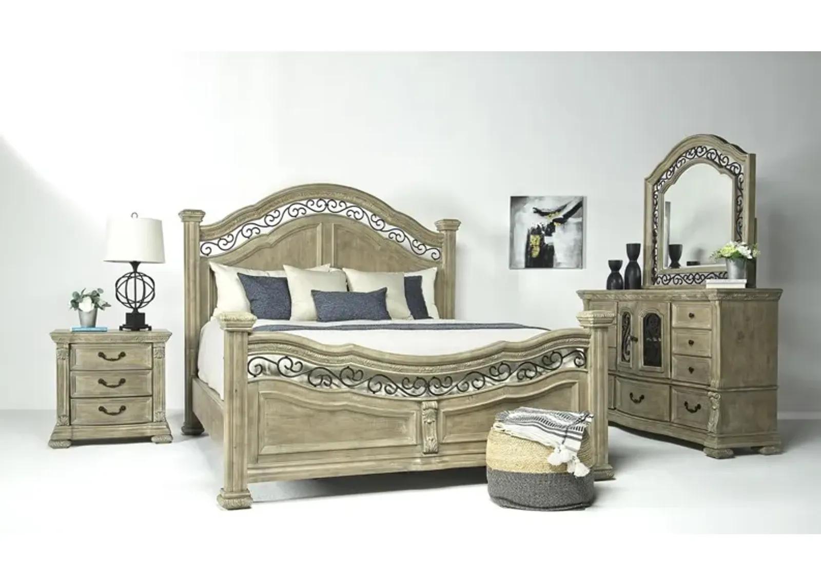 Durango Panel Bed, Dresser & Mirror in Fawn, CA King