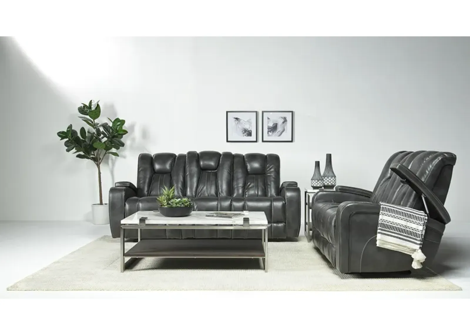 Vega 2 Power Sofa & Loveseat in Gray