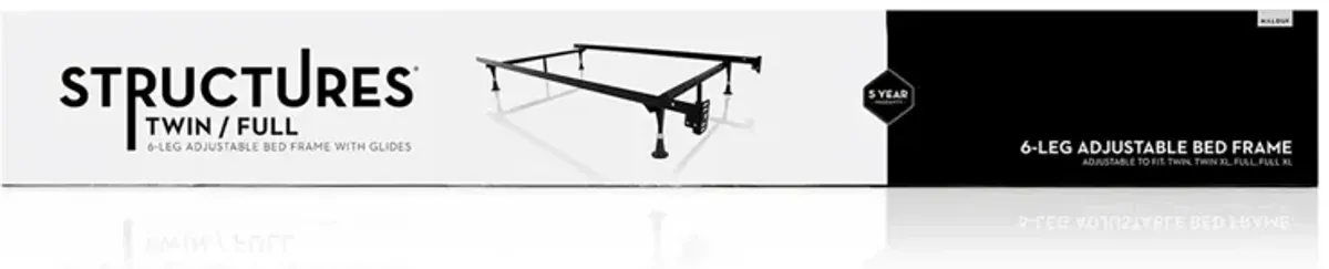 Malouf Metal Bed Frame w/ Roll Legs Flat Foundation II, Twin & Full