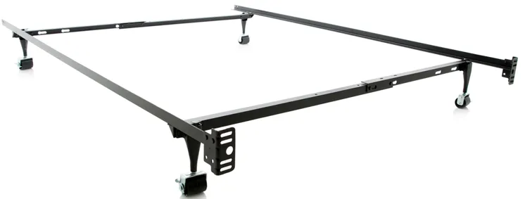 Malouf Metal Bed Frame w/ Roll Legs Flat Foundation II, Twin & Full