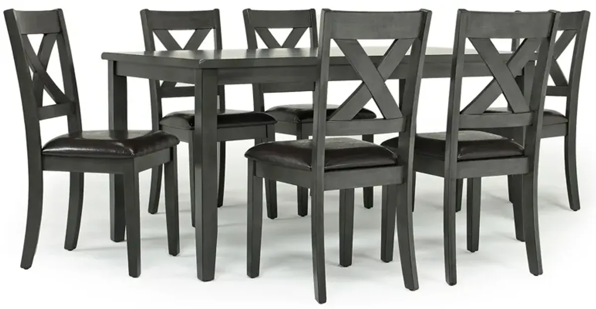 Palm Springs Dining Table & 6 Chairs in Gray