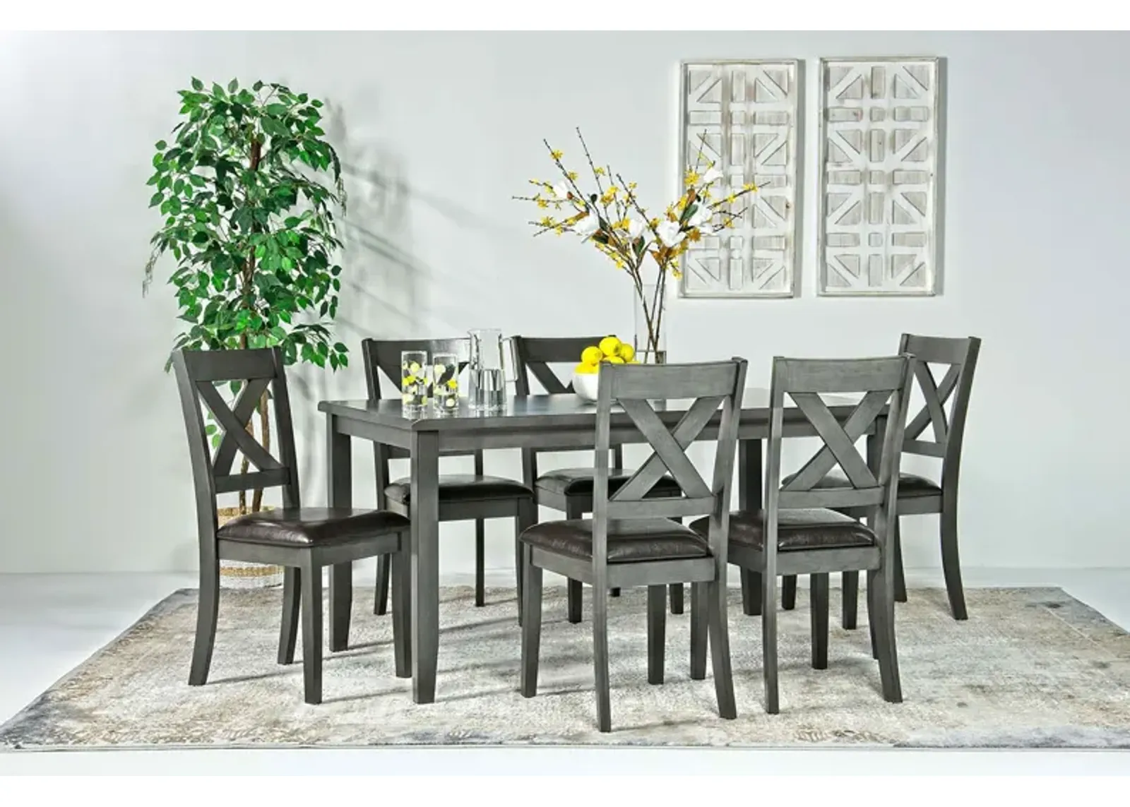 Palm Springs Dining Table & 6 Chairs in Gray