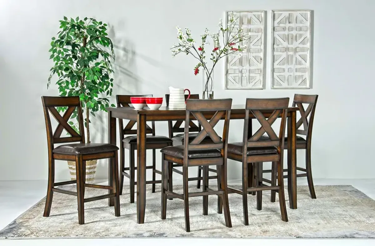 Palm Springs Counter Height Dining Table & 6 Stools in Brown