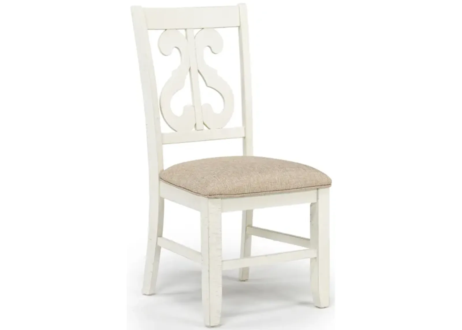 Stone Side Chair in White, Upholstered Harp