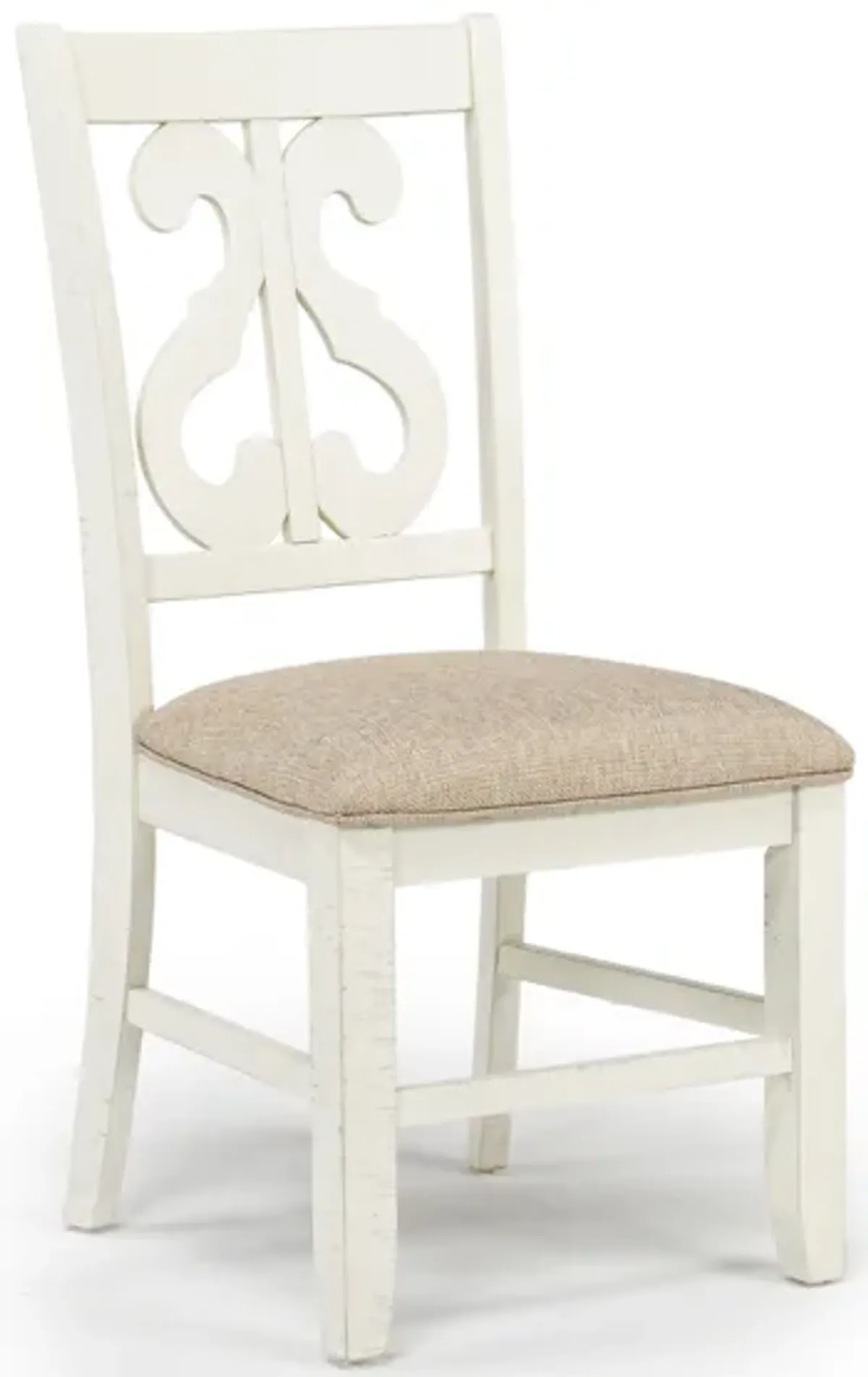 Stone Side Chair in White, Upholstered Harp