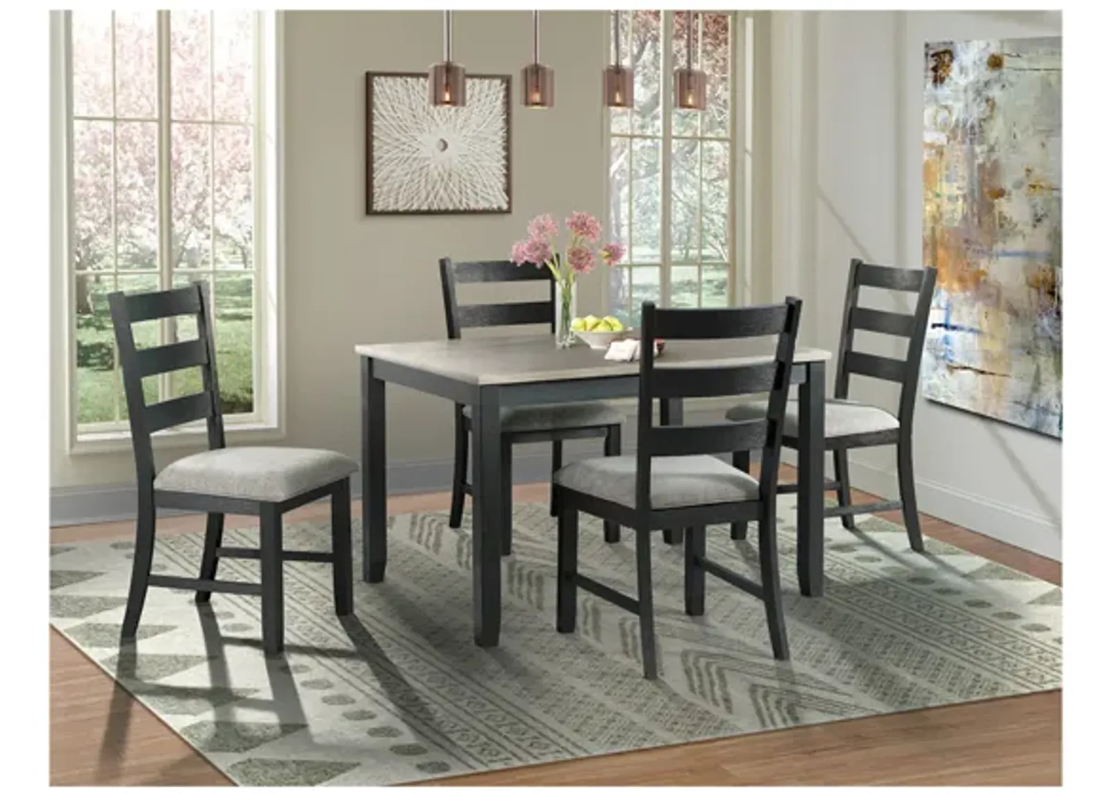 Kona Dining Table & 4 Chairs in Gray