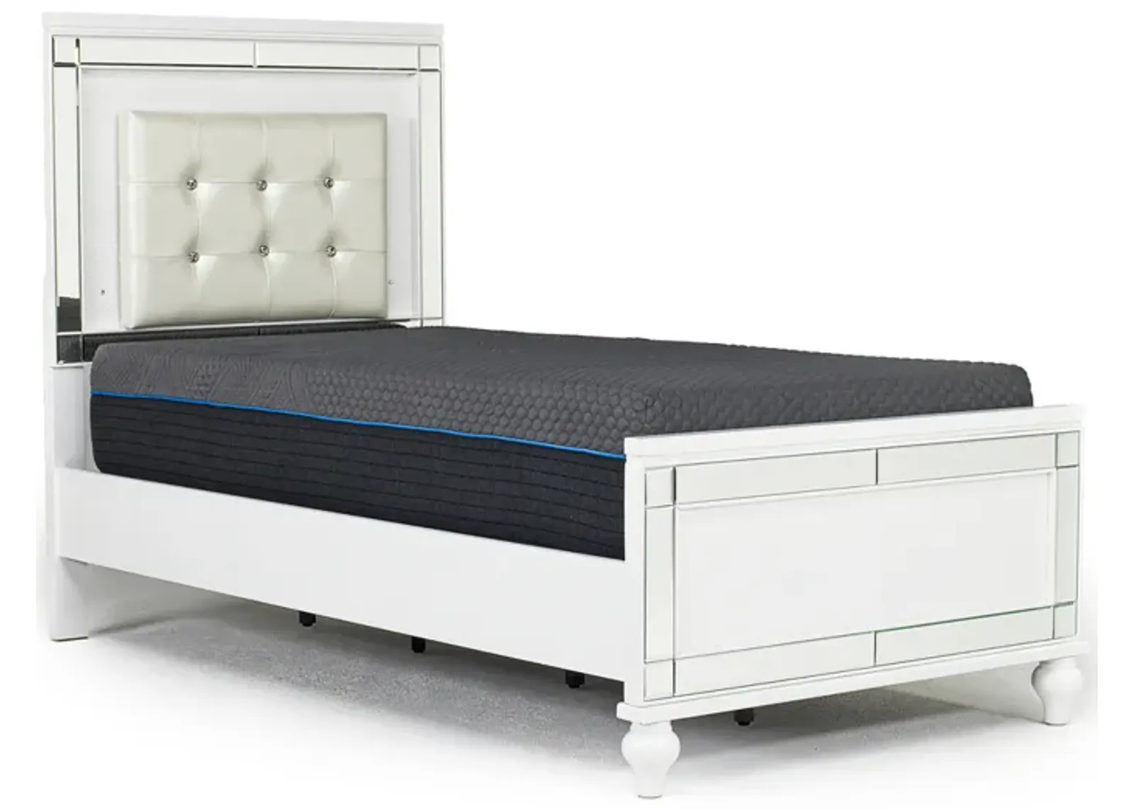 Valentino Panel Bed in White, Twin