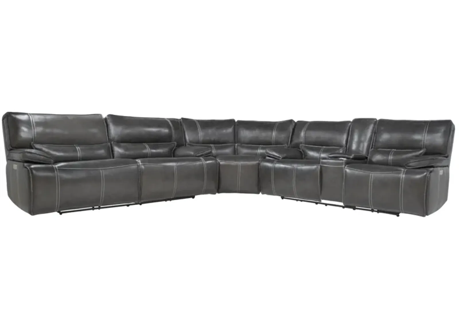 Sofia 3 Piece 3 Power Sectional in Gray Leather