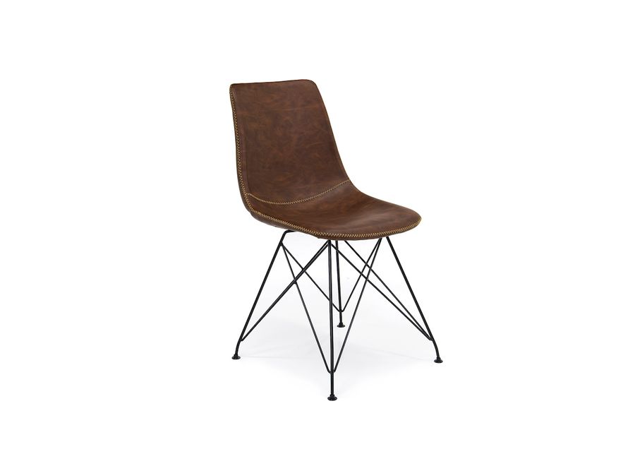 Theo Side Chair in Mocha Leather