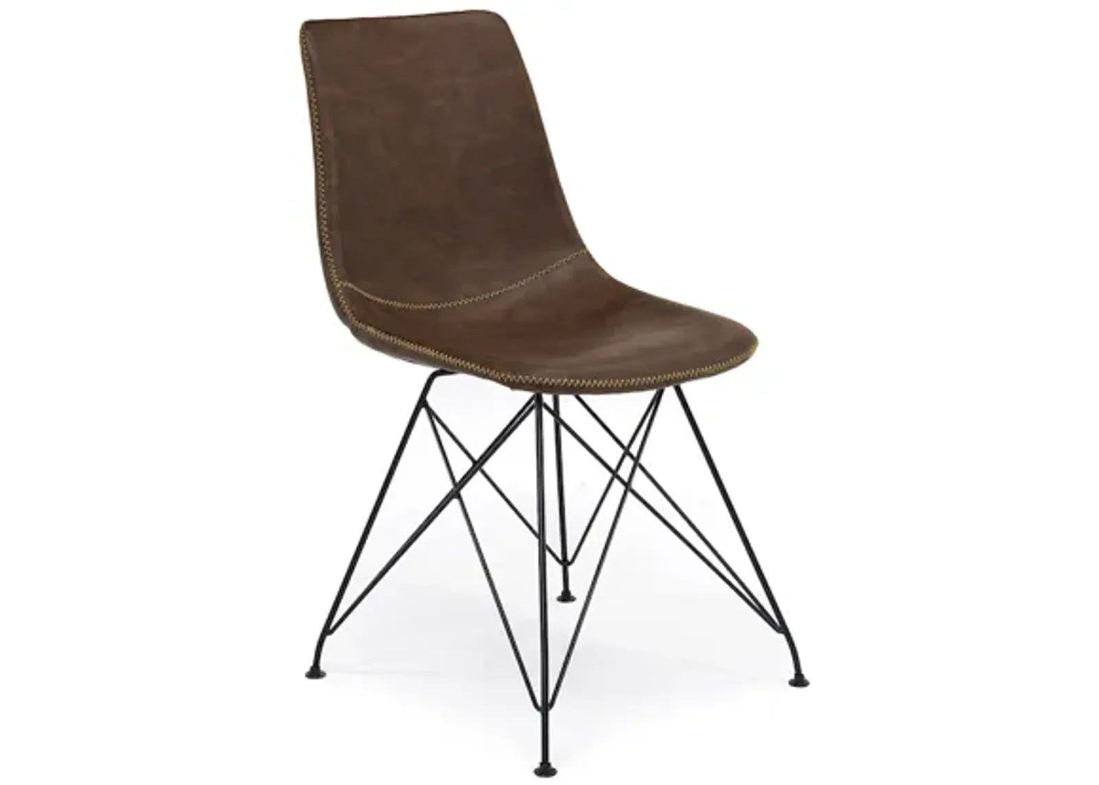 Theo Side Chair in Mocha Leather