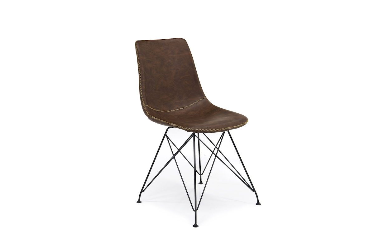 Theo Side Chair in Mocha Leather