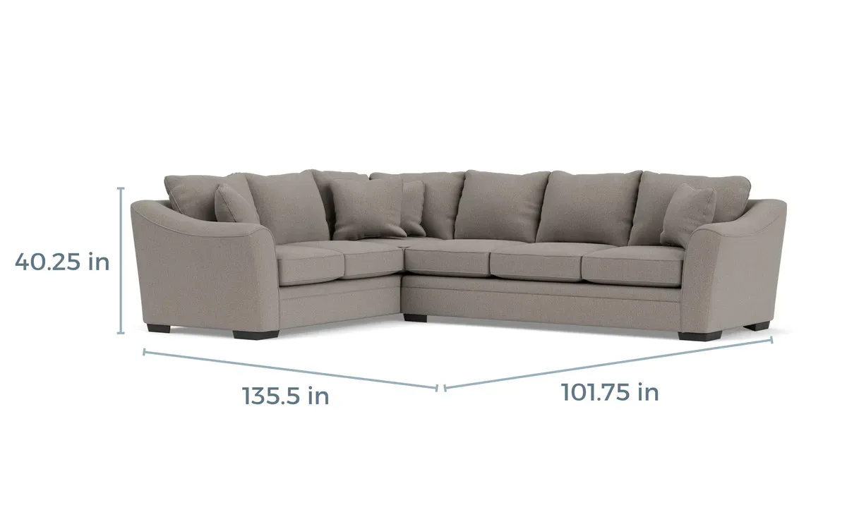 Brazil Tux Sofa Sectional in Dano Fossil, Right Facing, Gel