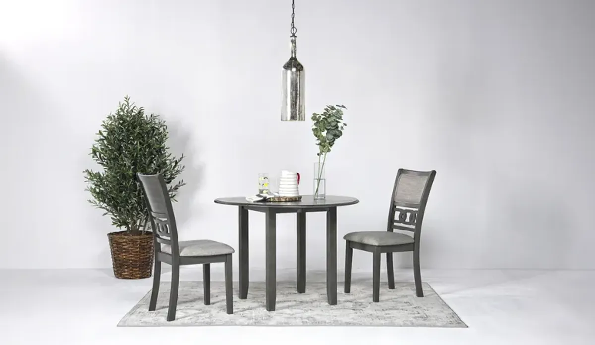 Gia Extendable Round Dining Table & 2 Chairs in Gray