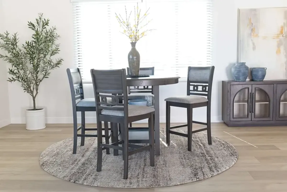 Gia Round Counter Height Dining Table & 4 Stools in Gray