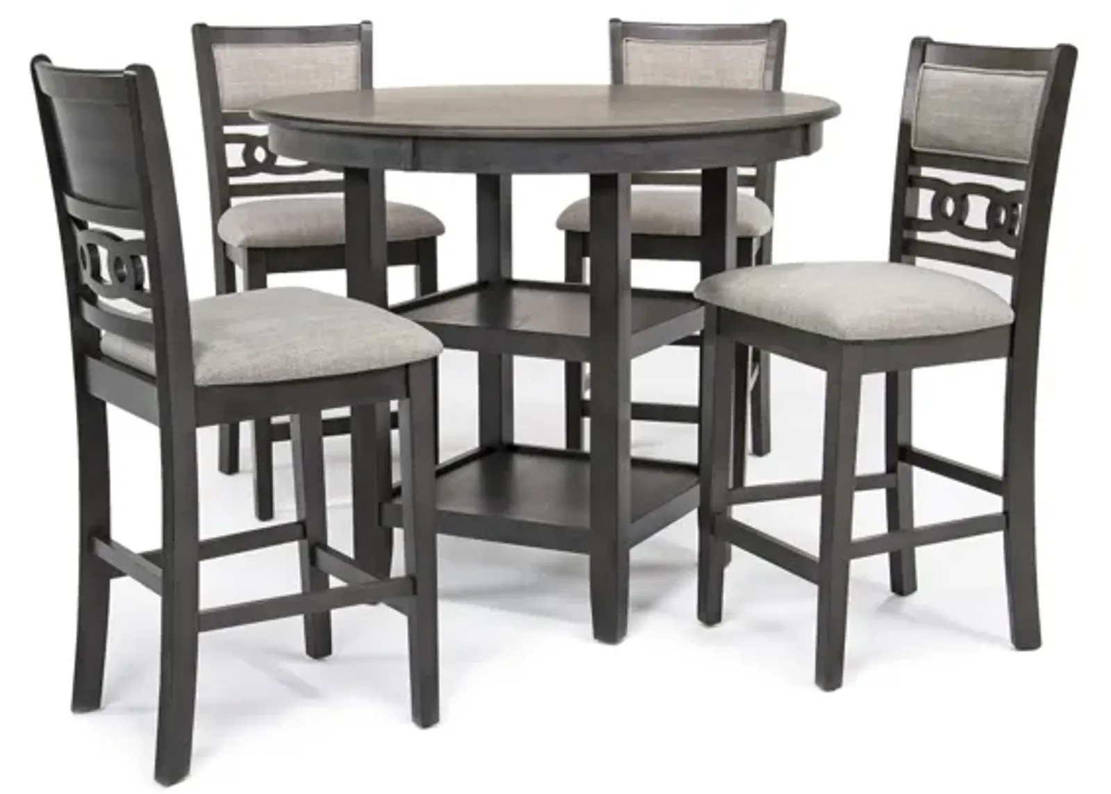 Gia Round Counter Height Dining Table & 4 Stools in Gray