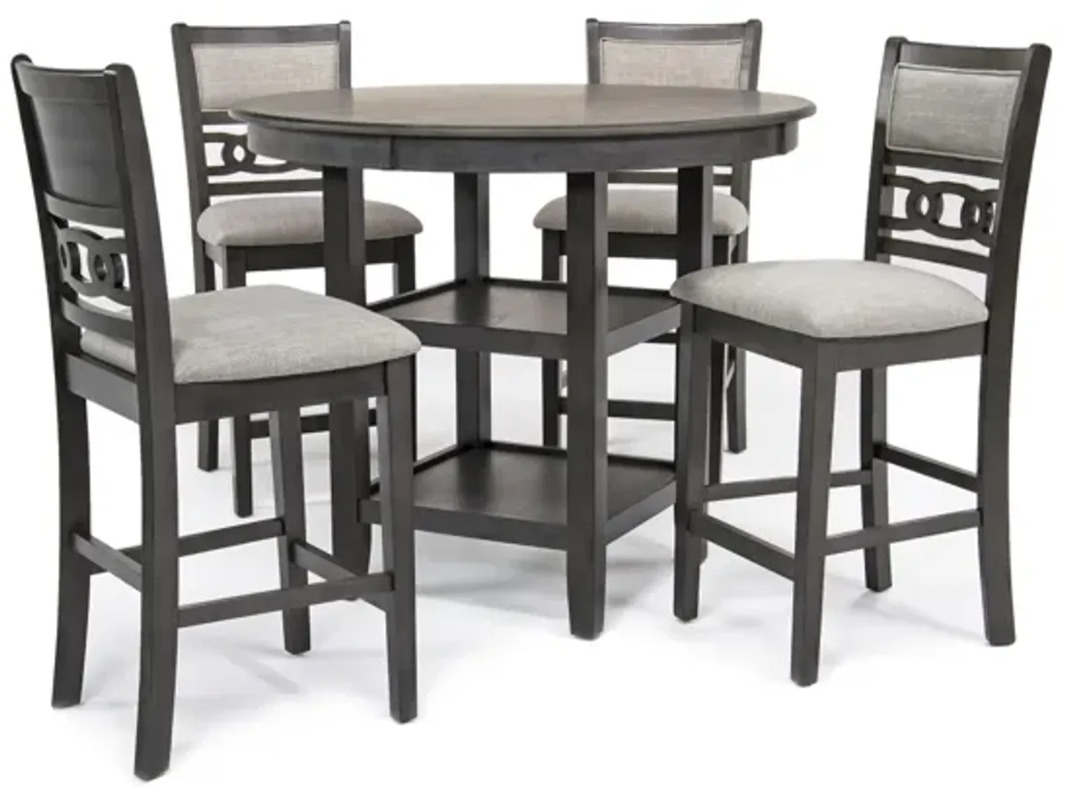 Gia Round Counter Height Dining Table & 4 Stools in Gray