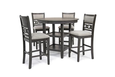 Gia Round Counter Height Dining Table & 4 Stools in Gray