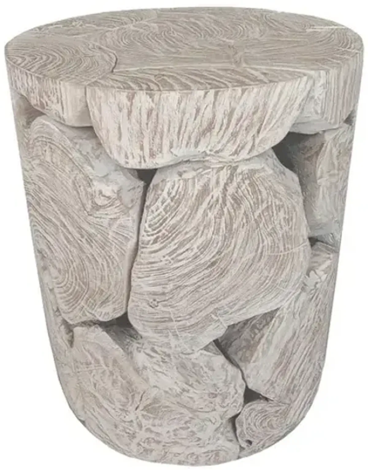 One Teak Round End Table in Bleached Teak