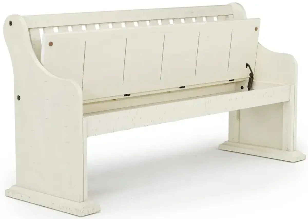 Stone Dining Bench w/ Storage in White