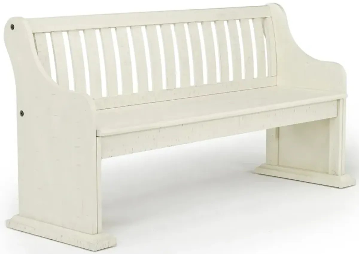 Stone Dining Bench w/ Storage in White