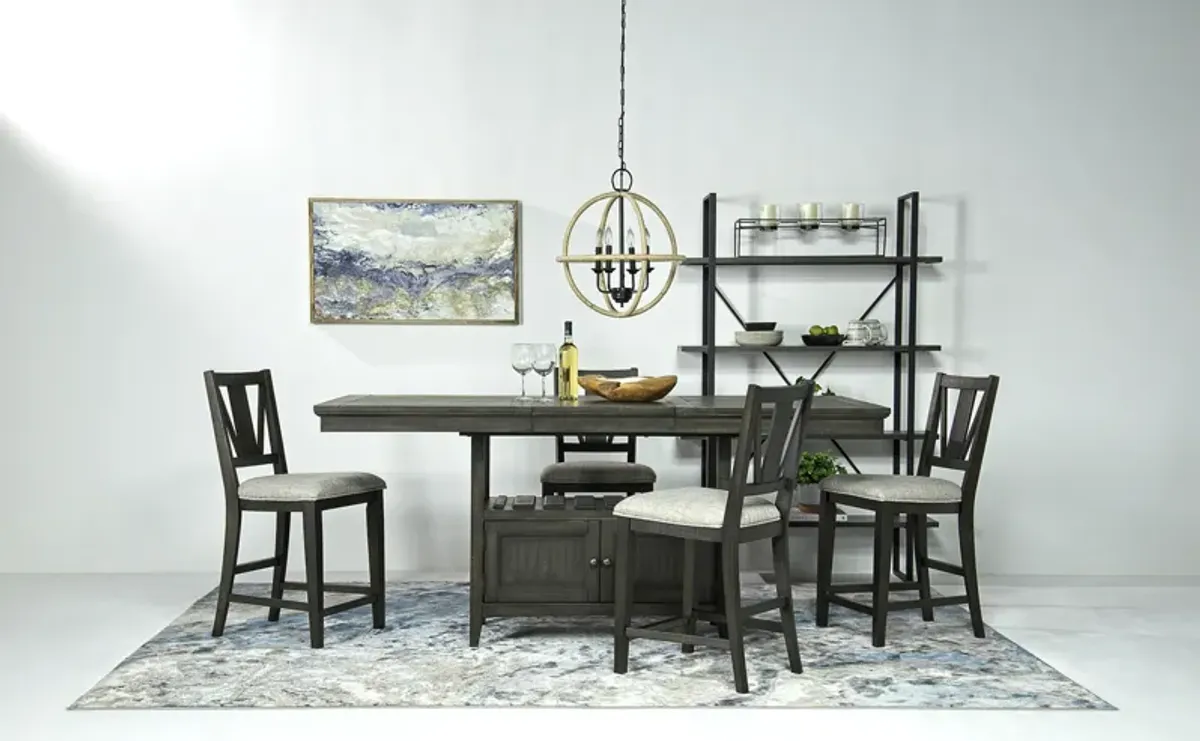 Bay Creek Counter Height Extendable Dining Table & 4 Stools in Graphite