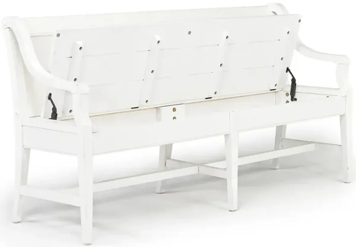 Bay Creek High Back Bench w/ Storage in Chalk White