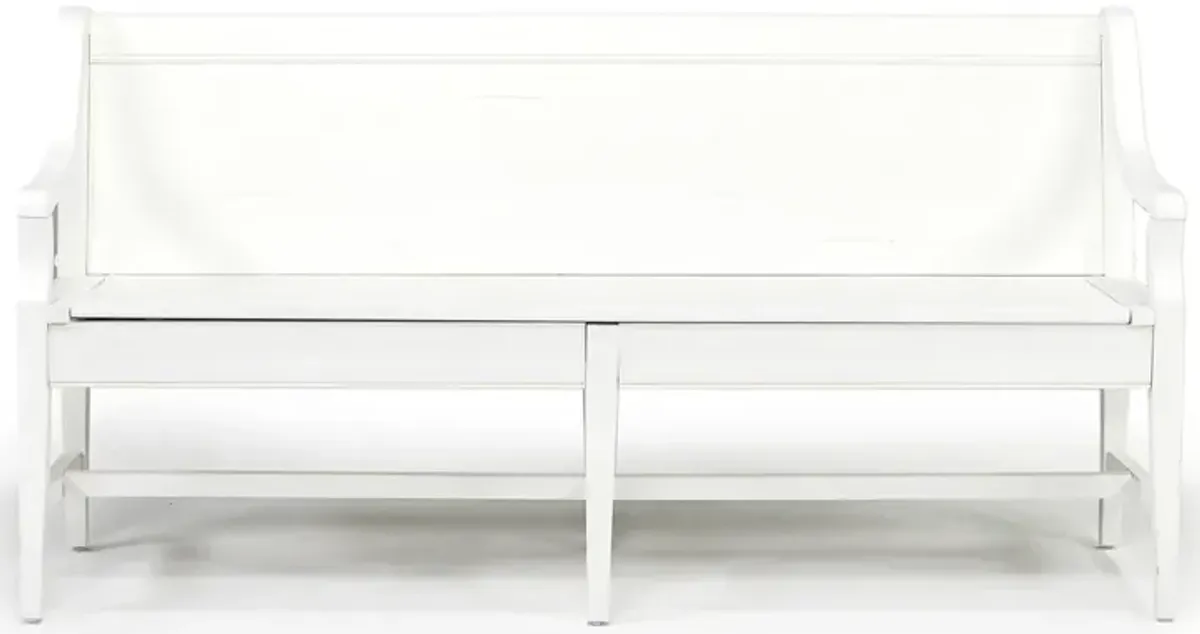 Bay Creek High Back Bench w/ Storage in Chalk White