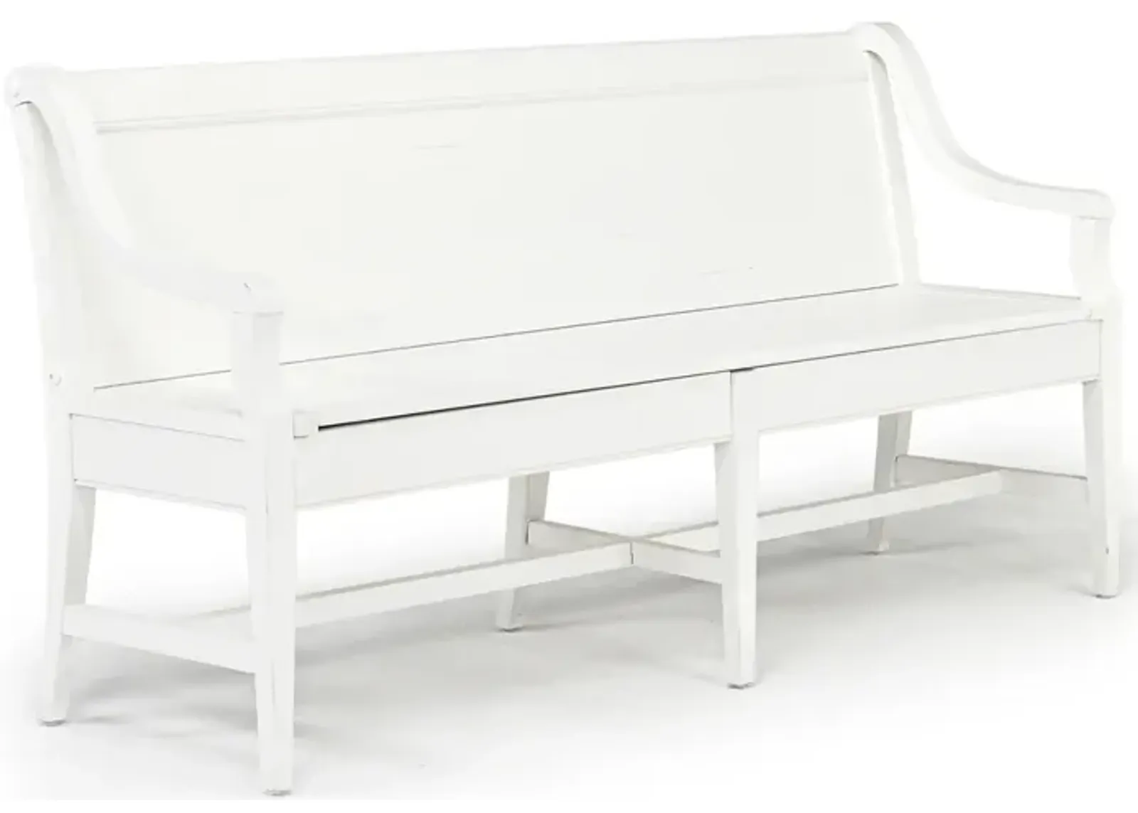 Bay Creek High Back Bench w/ Storage in Chalk White