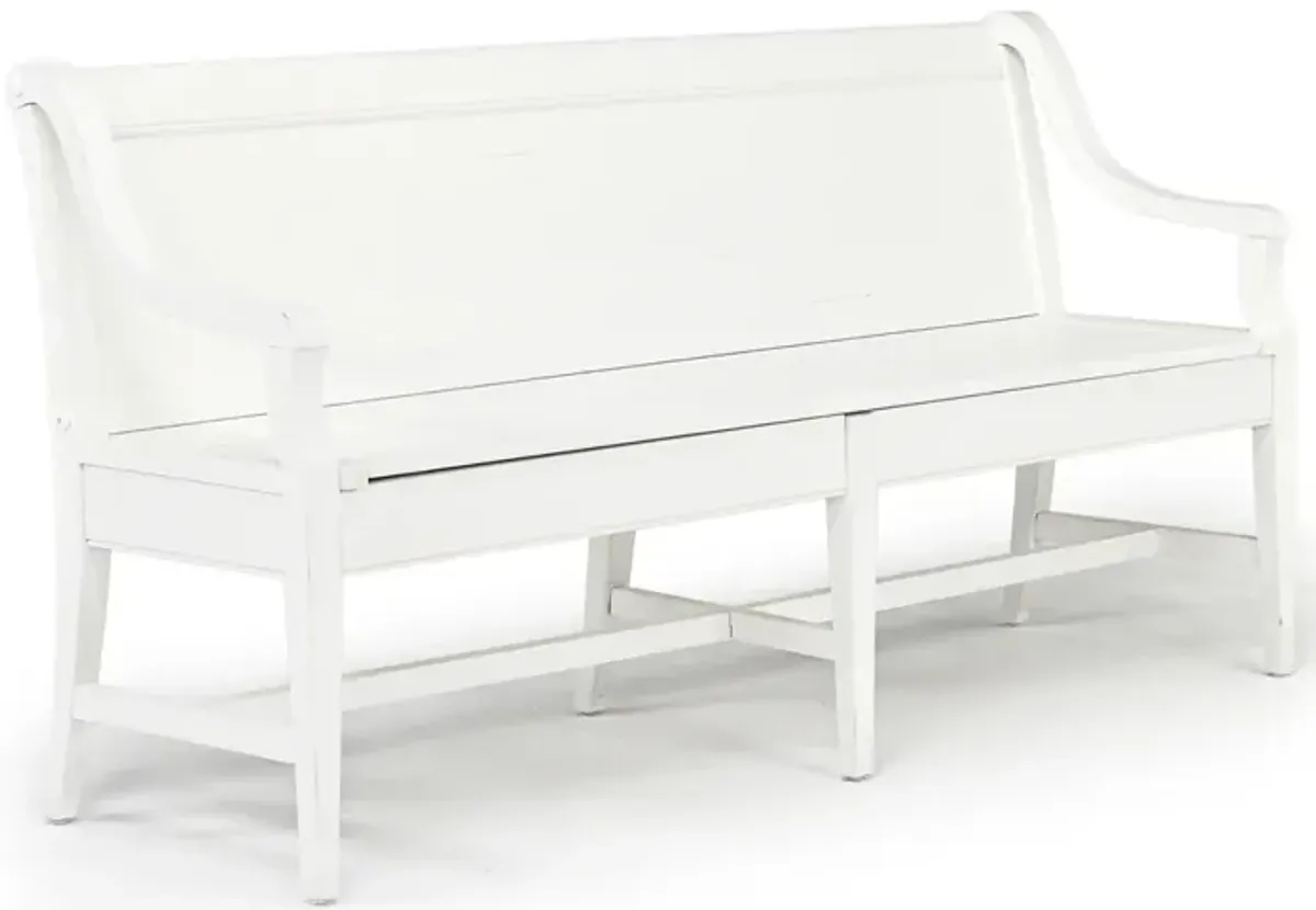 Bay Creek High Back Bench w/ Storage in Chalk White