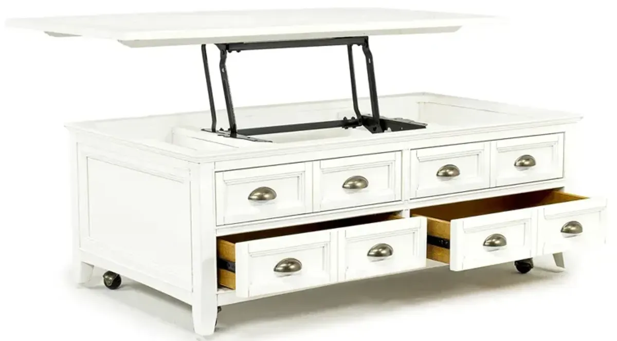 Bay Creek Lift Top Cocktail Table in White