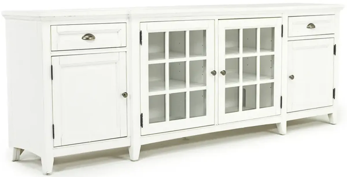 Bay Creek Media Console in White w/ USB Charger, 90 Inch